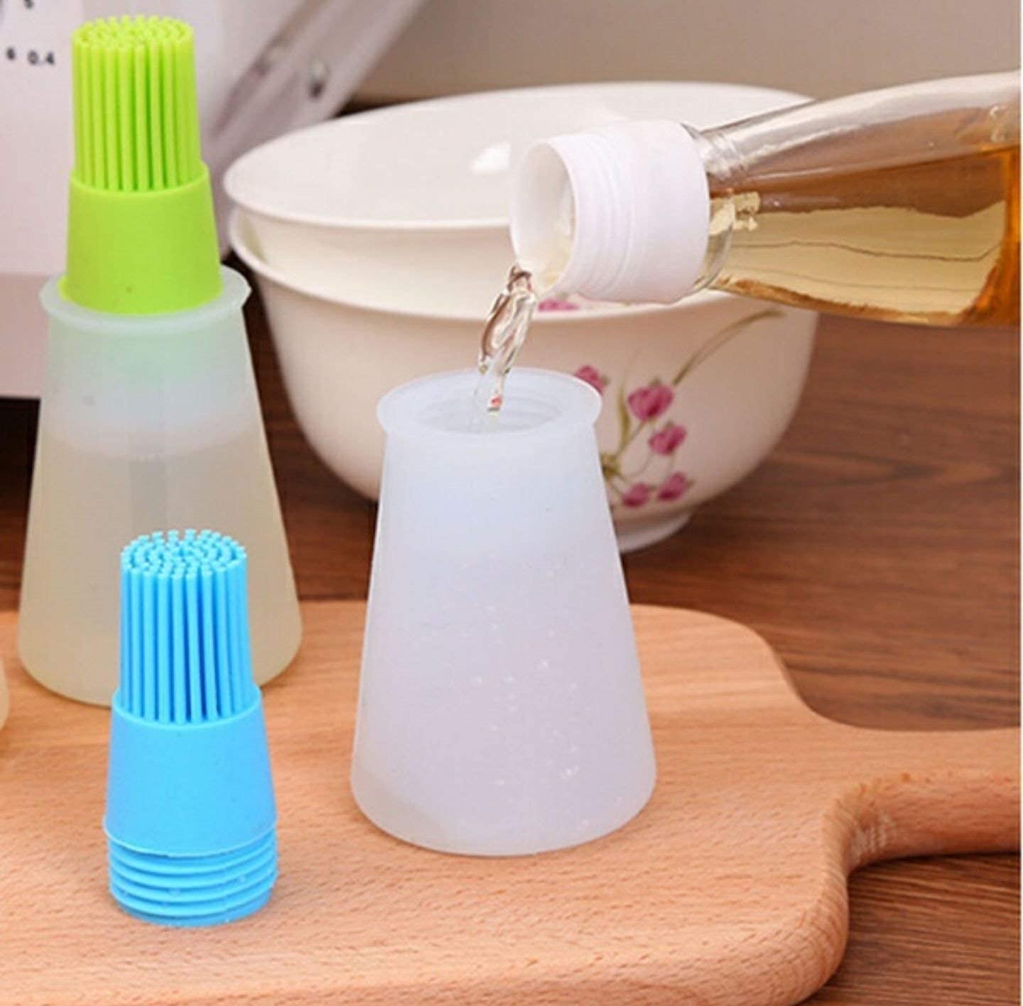 Silicone Oil Bottle with Basting Brush, BPA-Free, 2-in-1 Dispenser for Grilling, Baking and Cooking