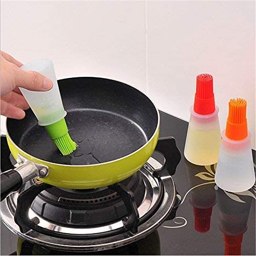 Silicone Oil Bottle with Basting Brush, BPA-Free, 2-in-1 Dispenser for Grilling, Baking and Cooking