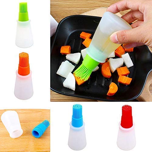 Silicone Oil Bottle with Basting Brush, BPA-Free, 2-in-1 Dispenser for Grilling, Baking and Cooking