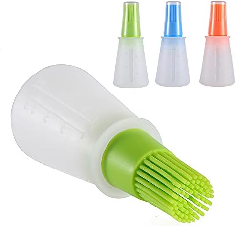 Silicone Oil Bottle with Basting Brush, BPA-Free, 2-in-1 Dispenser for Grilling, Baking and Cooking