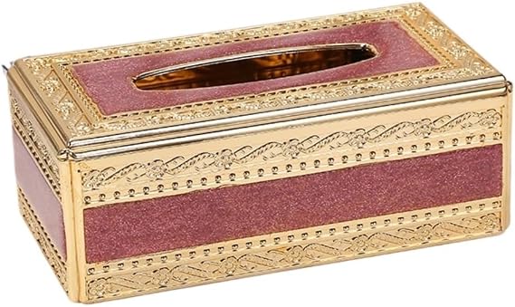 Luxury Gold Tissue Box Holder Decorative Tissue Dispenser Cover, Elegant Ornate Rectangular Tissue Holder for Home, Office, Living Room, Bedroom, Bathroom, Dining Table, Hotel and Car Interior