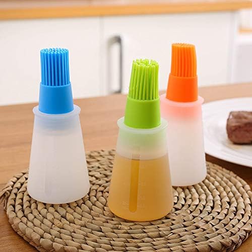 Silicone Oil Bottle with Basting Brush, BPA-Free, 2-in-1 Dispenser for Grilling, Baking and Cooking
