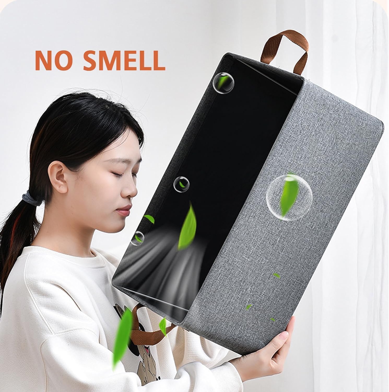 Large Foldable Clothes Storage Organizer Box with Handles, 47×28×20cm Fabric Closet Storage Bin for Clothes, Blankets, Bedding & Household Items