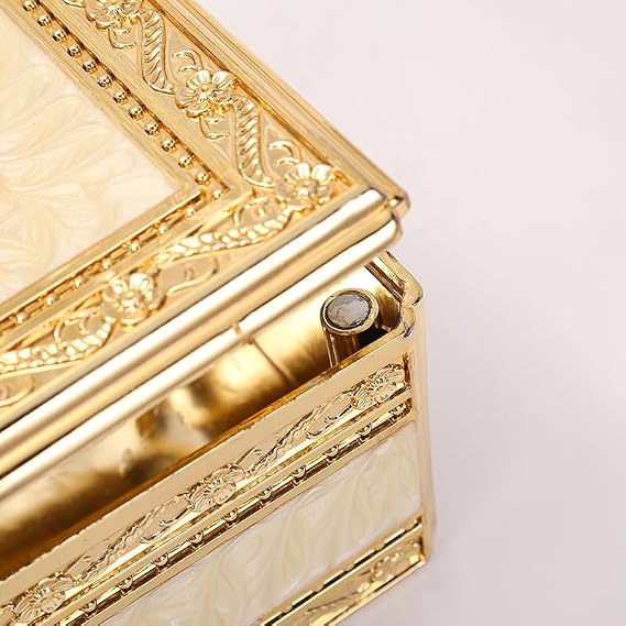 Luxury Gold Tissue Box Holder Decorative Tissue Dispenser Cover, Elegant Ornate Rectangular Tissue Holder for Home, Office, Living Room, Bedroom, Bathroom, Dining Table, Hotel and Car Interior