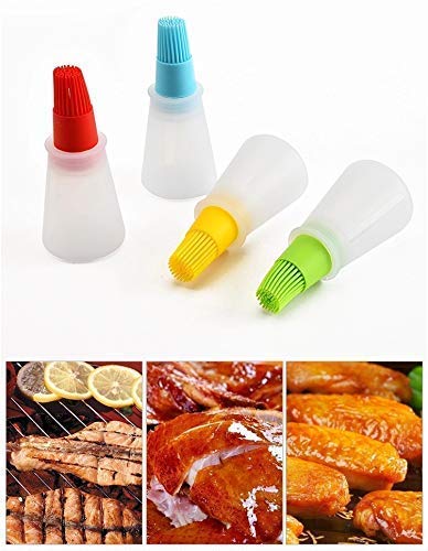 Silicone Oil Bottle with Basting Brush, BPA-Free, 2-in-1 Dispenser for Grilling, Baking and Cooking