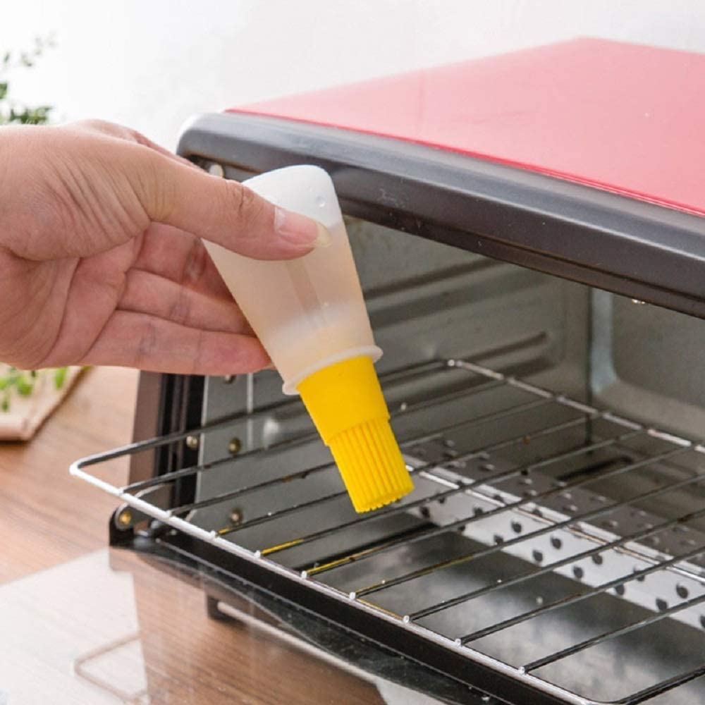 Silicone Oil Bottle with Basting Brush, BPA-Free, 2-in-1 Dispenser for Grilling, Baking and Cooking
