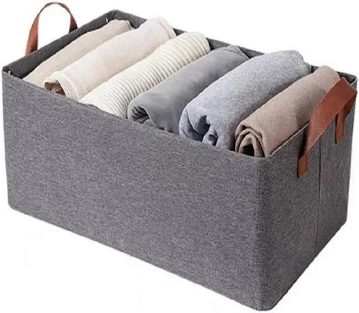 Large Foldable Clothes Storage Organizer Box with Handles, 47×28×20cm Fabric Closet Storage Bin for Clothes, Blankets, Bedding & Household Items