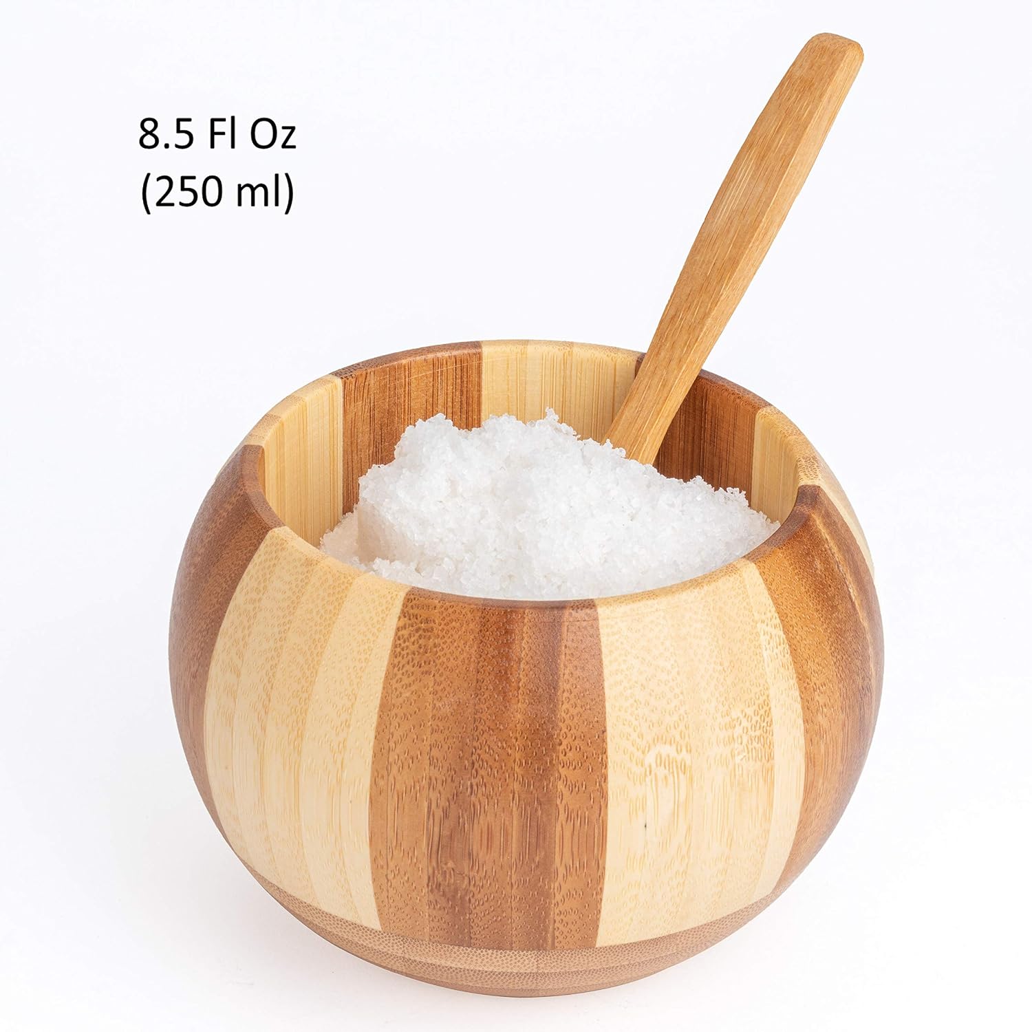 Bamboo Wooden Salt Boxes Set | Salt and Sugar Containers Set | Salt and Pepper Bowls Set with Lids, Spoons and Trays – Condiment Pots | Jars | Crocks | Dish for Salt, Sugar, Pepper, Spice & Seasoning