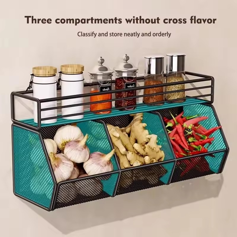 Potato Onion Basket Fruit Vegetable Basket for Kitchen Countertop Household Single Layer | Storage Bins & Baskets | Home Organization | Household Supplies & Cleaning Kitchen Wall Mounted Storage Rack