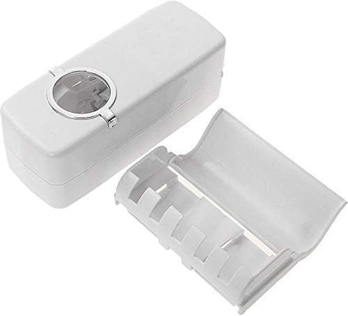 Automatic Toothpaste Dispenser & Toothbrush Holder Wall Mounted Bathroom Organizer with 5 Toothbrush Slots, Touch-Free Toothpaste Squeezer Dispenser