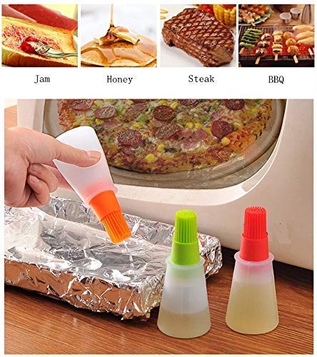 Silicone Oil Bottle with Basting Brush, BPA-Free, 2-in-1 Dispenser for Grilling, Baking and Cooking
