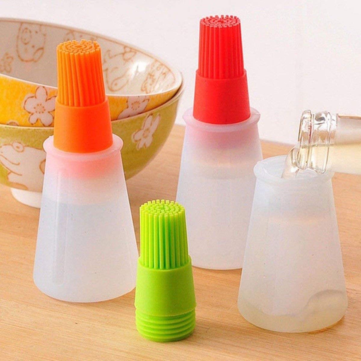 Silicone Oil Bottle with Basting Brush, BPA-Free, 2-in-1 Dispenser for Grilling, Baking and Cooking