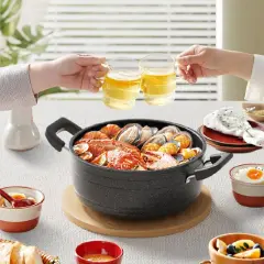 Jamespot Set of 10PCS Die Cast Set Iron Heavy Non-stick Cookware Set Sufuria Set cooking pot set Suitable for induction cookers(5PCS 18/20/22/24/26cm Pots+5pcs Lids)