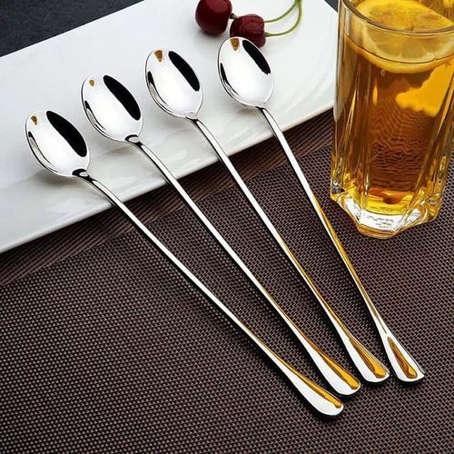 6-Pieces Long Tea spoon Stainless Steel Stirring Spoons – Elegant Mirror Finish for Juice, Ice Cream, Coffee & Desserts
