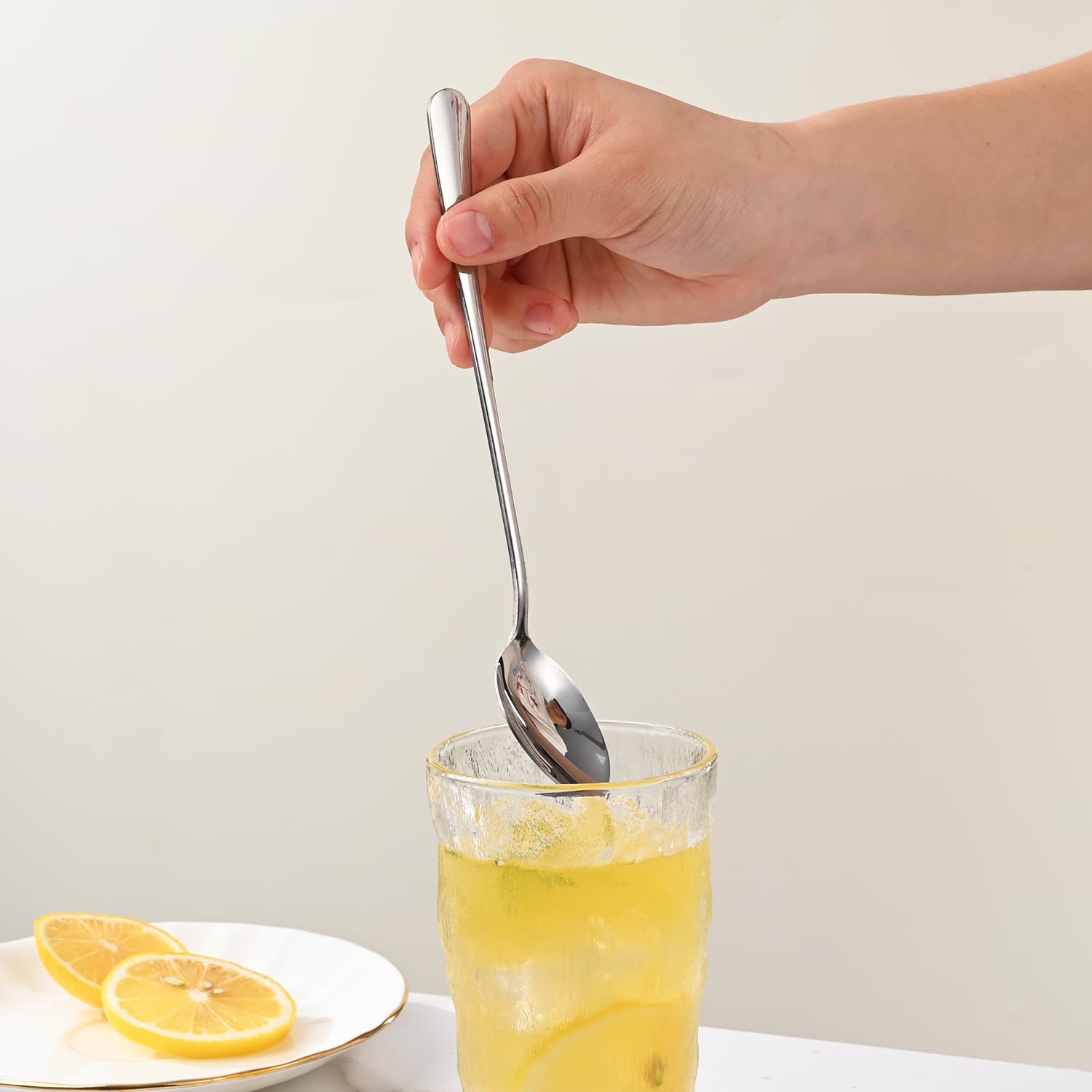6-Pieces Long Tea spoon Stainless Steel Stirring Spoons – Elegant Mirror Finish for Juice, Ice Cream, Coffee & Desserts