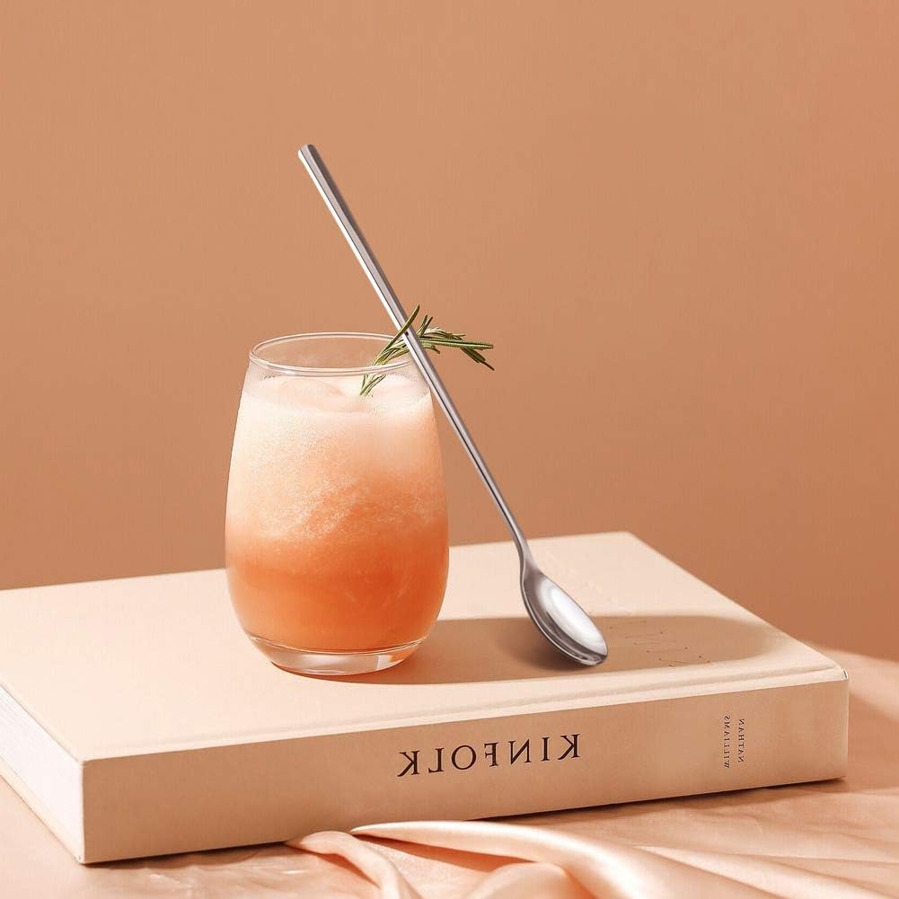 6-Pieces Long Tea spoon Stainless Steel Stirring Spoons – Elegant Mirror Finish for Juice, Ice Cream, Coffee & Desserts