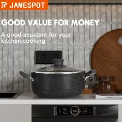Jamespot Set of 10PCS Die Cast Set Iron Heavy Non-stick Cookware Set Sufuria Set cooking pot set Suitable for induction cookers(5PCS 18/20/22/24/26cm Pots+5pcs Lids)