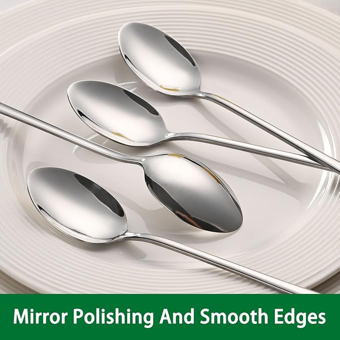 6-Pieces Long Tea spoon Stainless Steel Stirring Spoons – Elegant Mirror Finish for Juice, Ice Cream, Coffee & Desserts