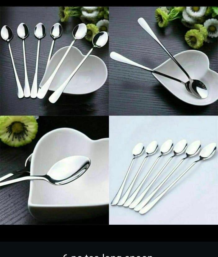 6-Pieces Long Tea spoon Stainless Steel Stirring Spoons – Elegant Mirror Finish for Juice, Ice Cream, Coffee & Desserts