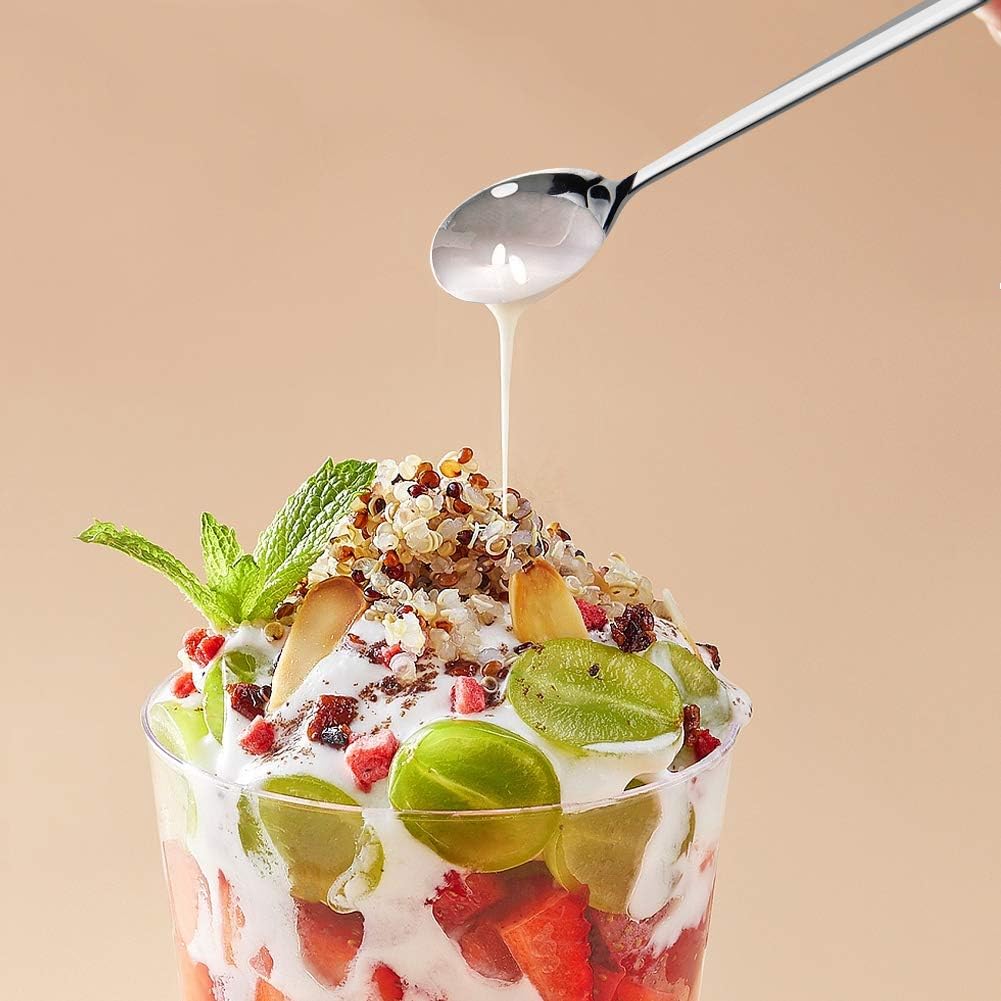 6-Pieces Long Tea spoon Stainless Steel Stirring Spoons – Elegant Mirror Finish for Juice, Ice Cream, Coffee & Desserts