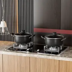 Jamespot Set of 10PCS Die Cast Set Iron Heavy Non-stick Cookware Set Sufuria Set cooking pot set Suitable for induction cookers(5PCS 18/20/22/24/26cm Pots+5pcs Lids)