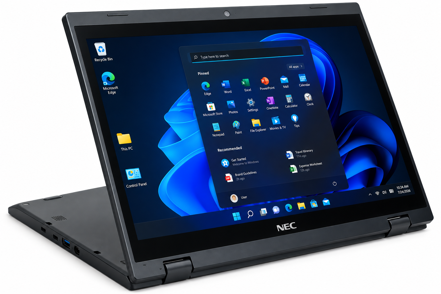 Nec VersaPro x360, Convertible 2 in 1, Intel, Touchscreen, 4 GB RAM,128 GB Internal SSD, 11.6 Display, 6 Months Warranty - Black. (Refurbished)