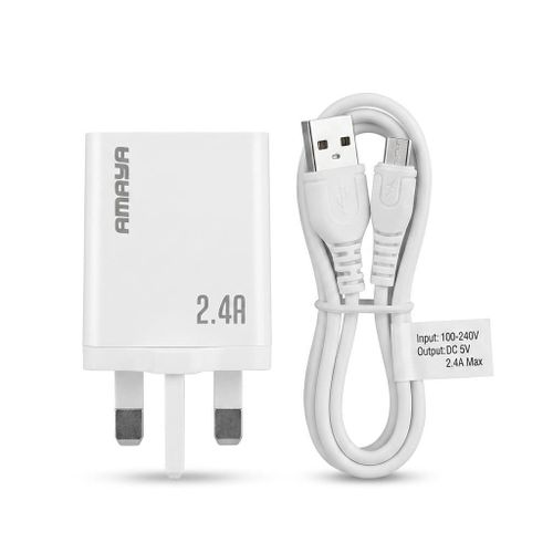 Amaya 2.4A Fast Charger Type-B Micro USB Cable – Durable Android Charger Adapter For Samsung, Tecno, Infinix, Oppo, Xiaomi & More