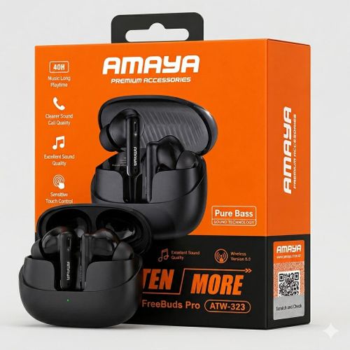 Amaya 323  Airbuds True Wireless Heavy Bass Earpods, Airpods, Earbuds, Headphones, Earphones Bluetooth Connection For Android And IOS Comfort Earfit And Stereo Sound