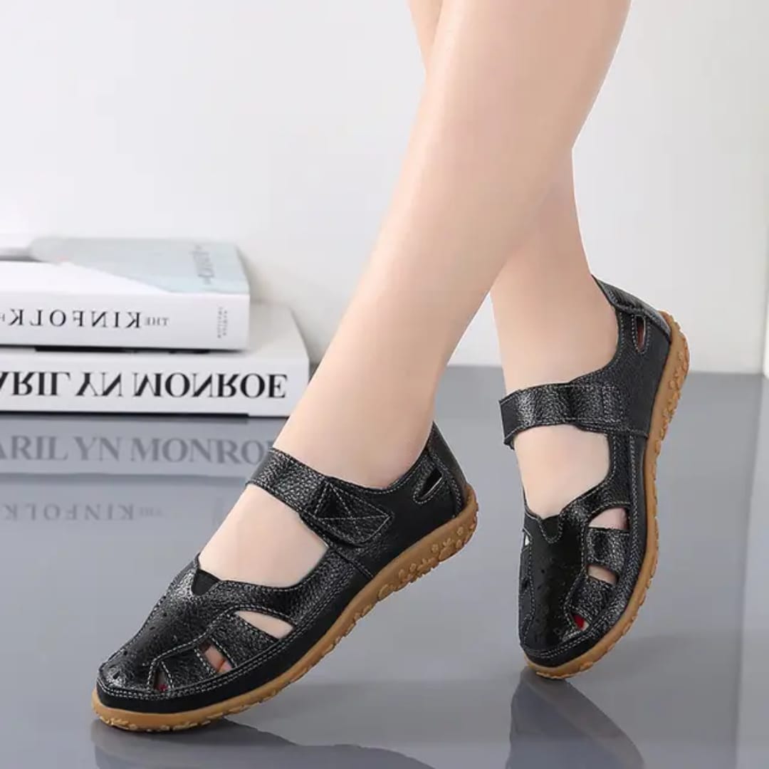 Women Sandals New Summer Oxford Soles Hollow Out Flats Shoes Genuine Leather Handmade Women Shoes Female Beach Sandals