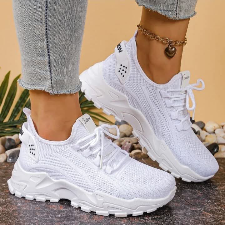 Breathable Knit Sneakers Fashion Comfortable Slip Resistant Soft Sole Shoes for Women Outdoor Walking