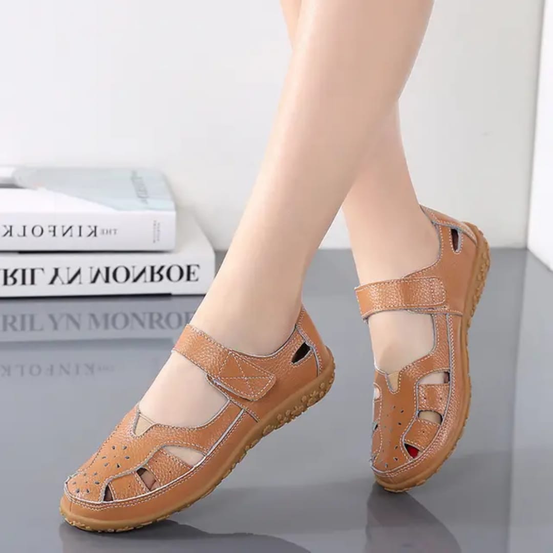 Women Sandals New Summer Oxford Soles Hollow Out Flats Shoes Genuine Leather Handmade Women Shoes Female Beach Sandals