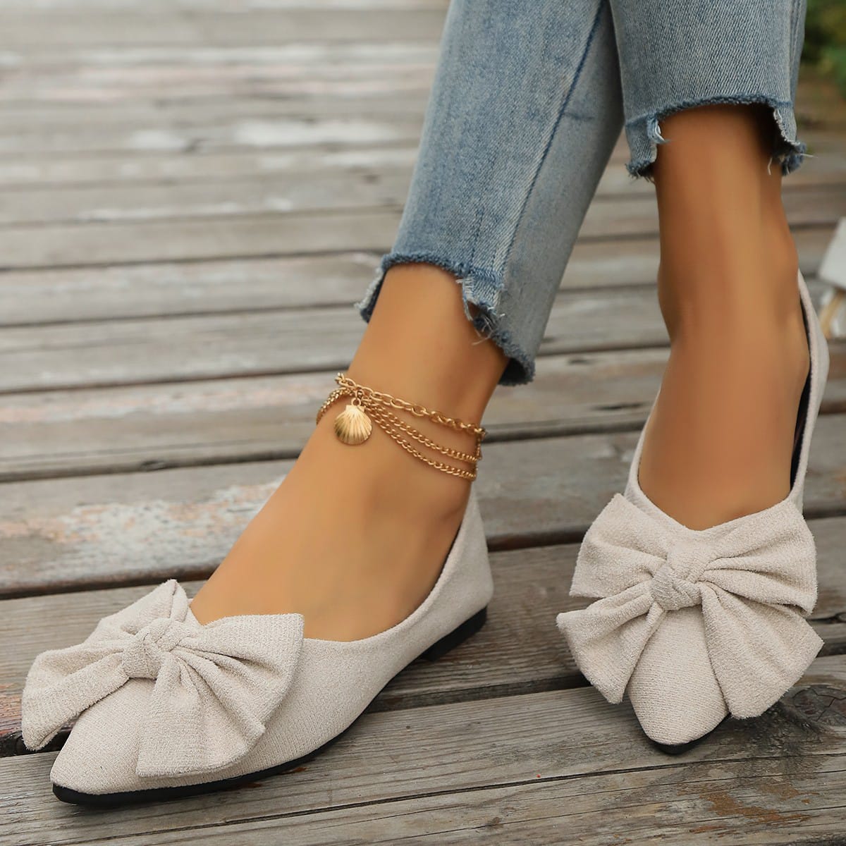 Summer New Women Flats Shoes Bow Pointed Toe Female Loafers Walking Fashion Sneakers Casual Shallow Breathable Shoes for Women