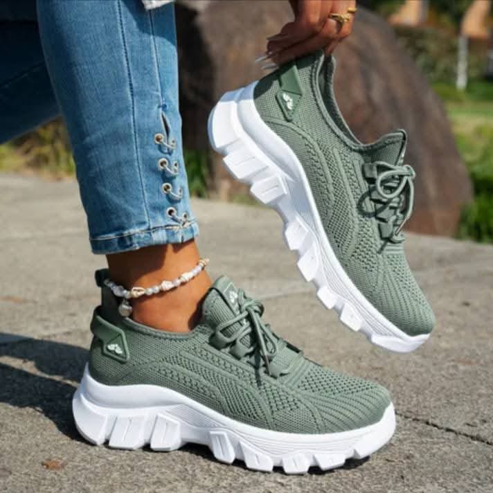 Breathable Knit Sneakers Fashion Comfortable Slip Resistant Soft Sole Shoes for Women Outdoor Walking