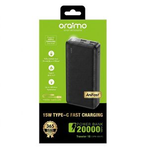 Oraimo Traveler 15 20000mAh, 15W Type Oraimo traveler 15 OPB1201 20000MAH 15W powerbank with type c input and outputC Fast Charging Power BankOraimo Traveler 15 Power Bank 20000mAh (15W Type-C Fast C