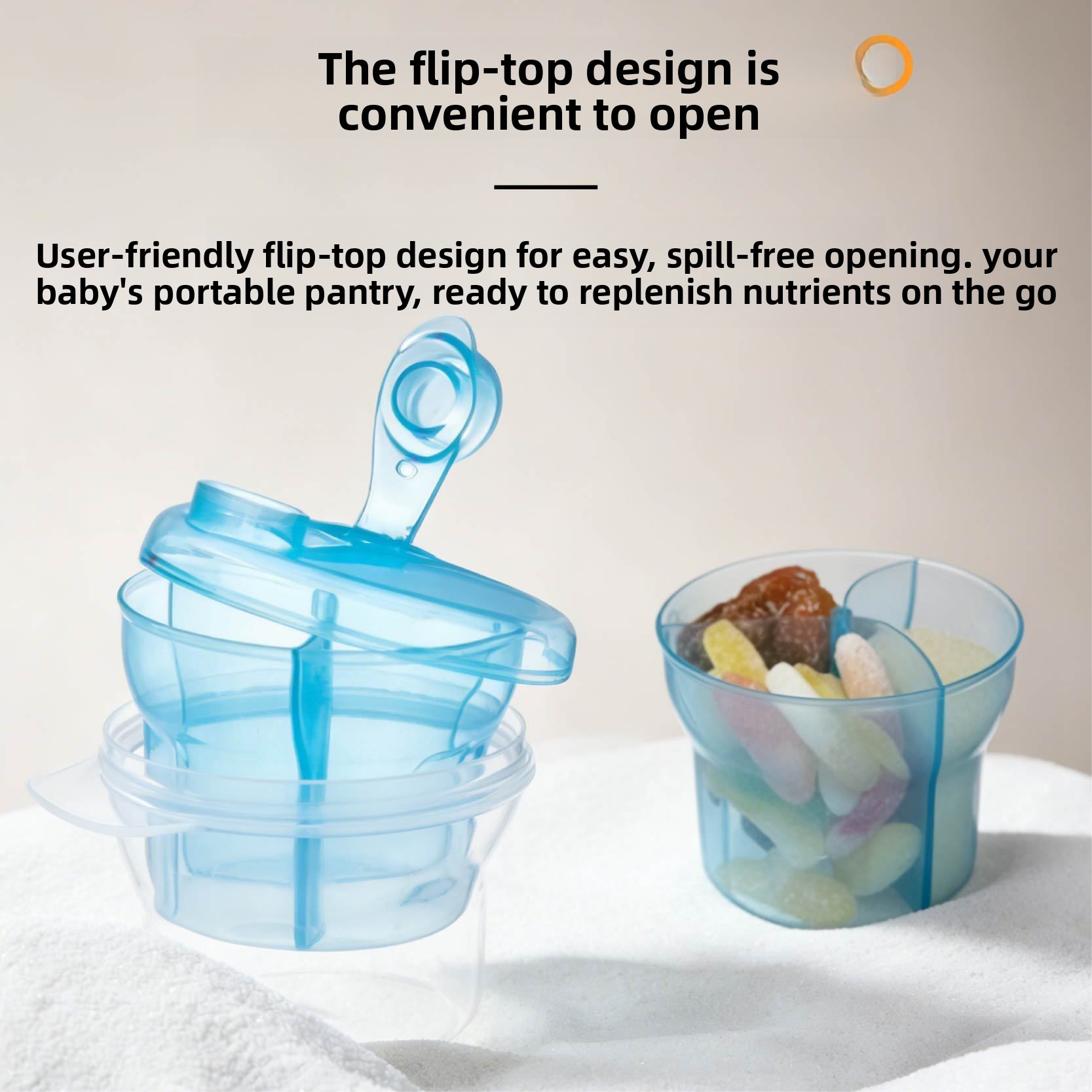 Baby Milk Powder Dispenser 270ml BPA-Free PP 3-Compartment Formula Storage Container