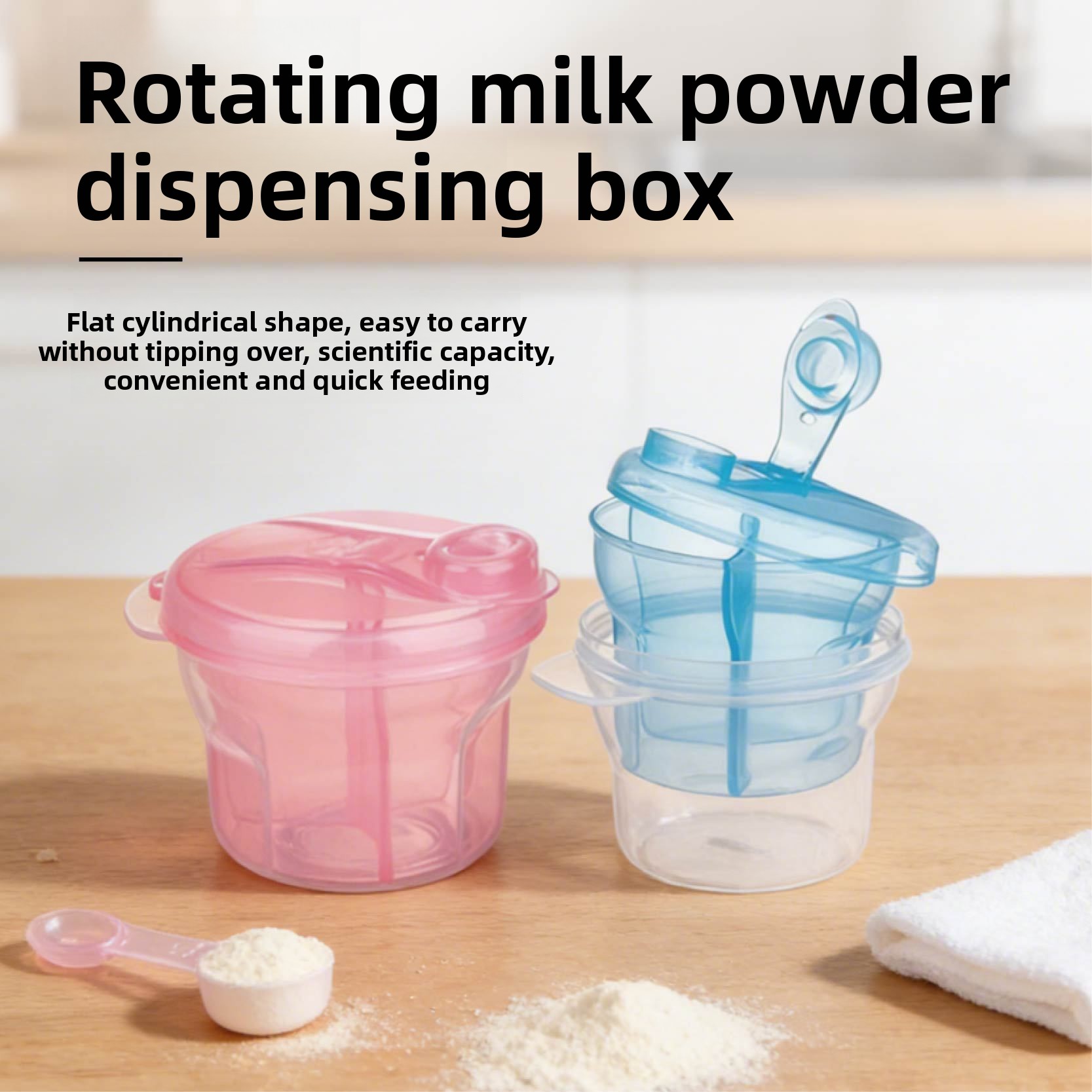 Baby Milk Powder Dispenser 270ml BPA-Free PP 3-Compartment Formula Storage Container