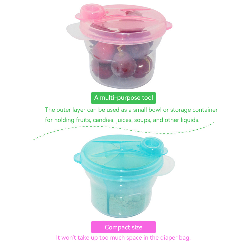 Baby Milk Powder Dispenser 270ml BPA-Free PP 3-Compartment Formula Storage Container