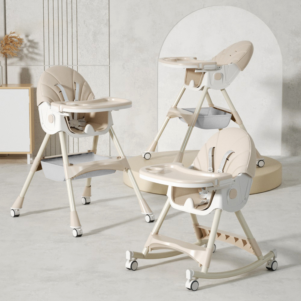 3-in-1 Baby High Chair for Kids – Foldable, Height Adjustable Toddler Feeding Chair with Removable Tray, Comfortable Seat and Sturdy Plastic Design for Safe, Easy and Convenient Mealtimes