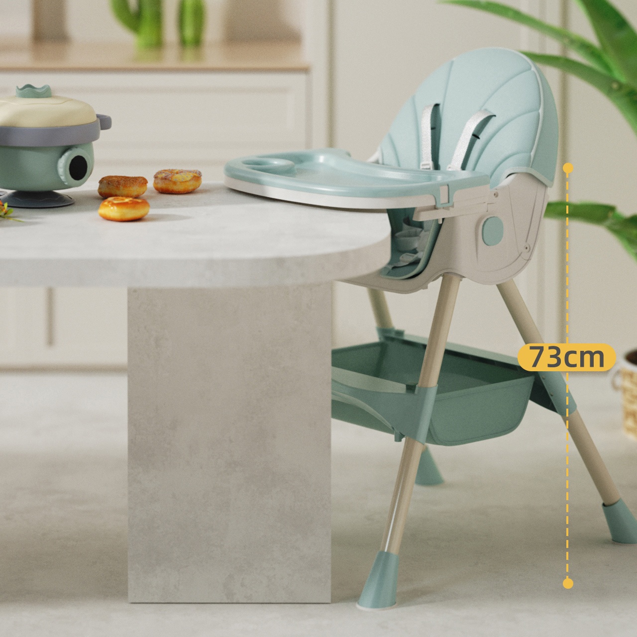 3-in-1 Baby High Chair for Kids – Foldable, Height Adjustable Toddler Feeding Chair with Removable Tray, Comfortable Seat and Sturdy Plastic Design for Safe, Easy and Convenient Mealtimes