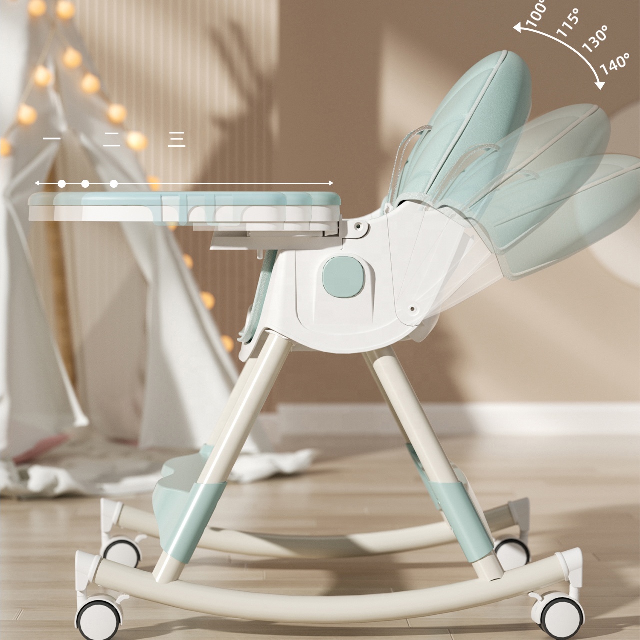 3-in-1 Baby High Chair for Kids – Foldable, Height Adjustable Toddler Feeding Chair with Removable Tray, Comfortable Seat and Sturdy Plastic Design for Safe, Easy and Convenient Mealtimes