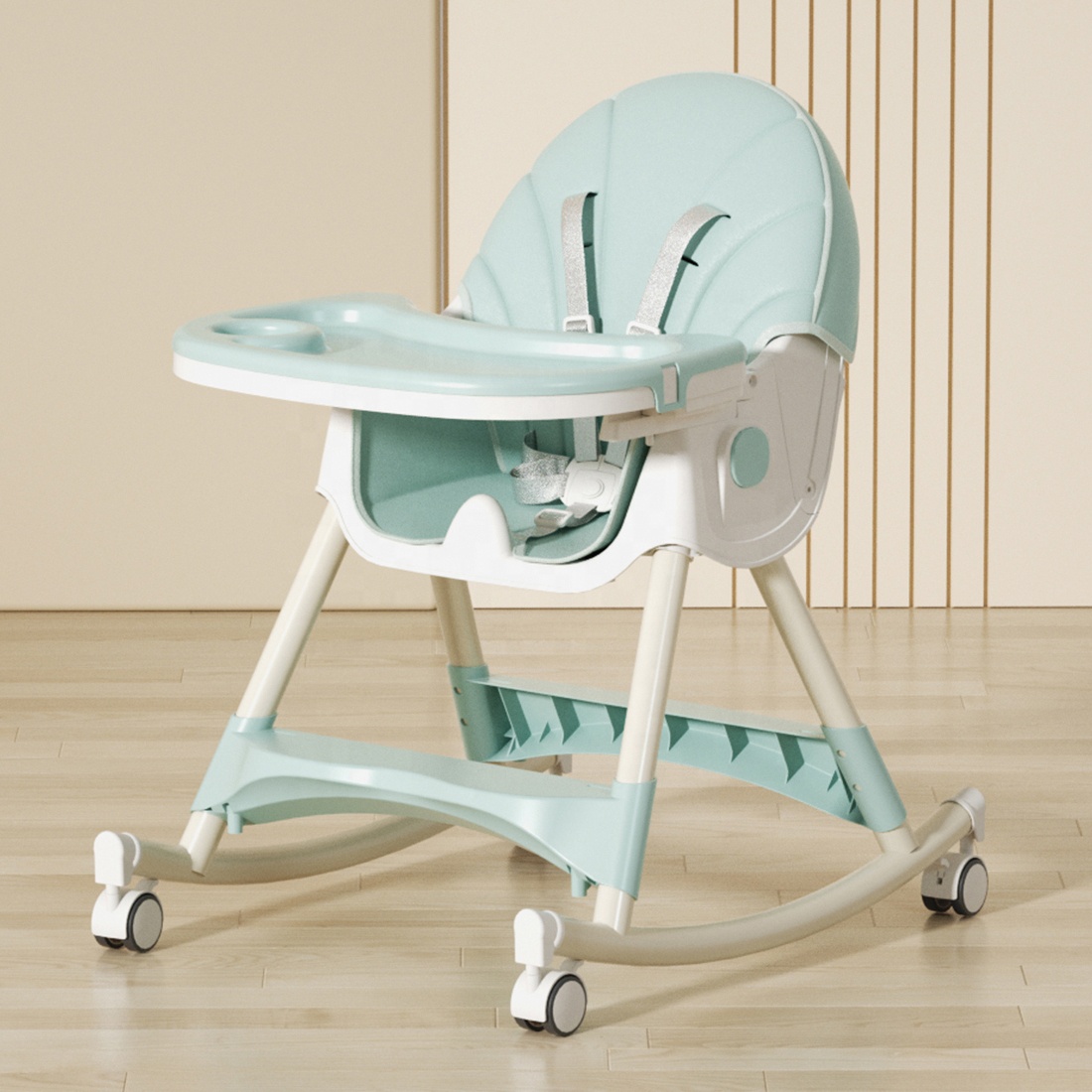 3-in-1 Baby High Chair for Kids – Foldable, Height Adjustable Toddler Feeding Chair with Removable Tray, Comfortable Seat and Sturdy Plastic Design for Safe, Easy and Convenient Mealtimes