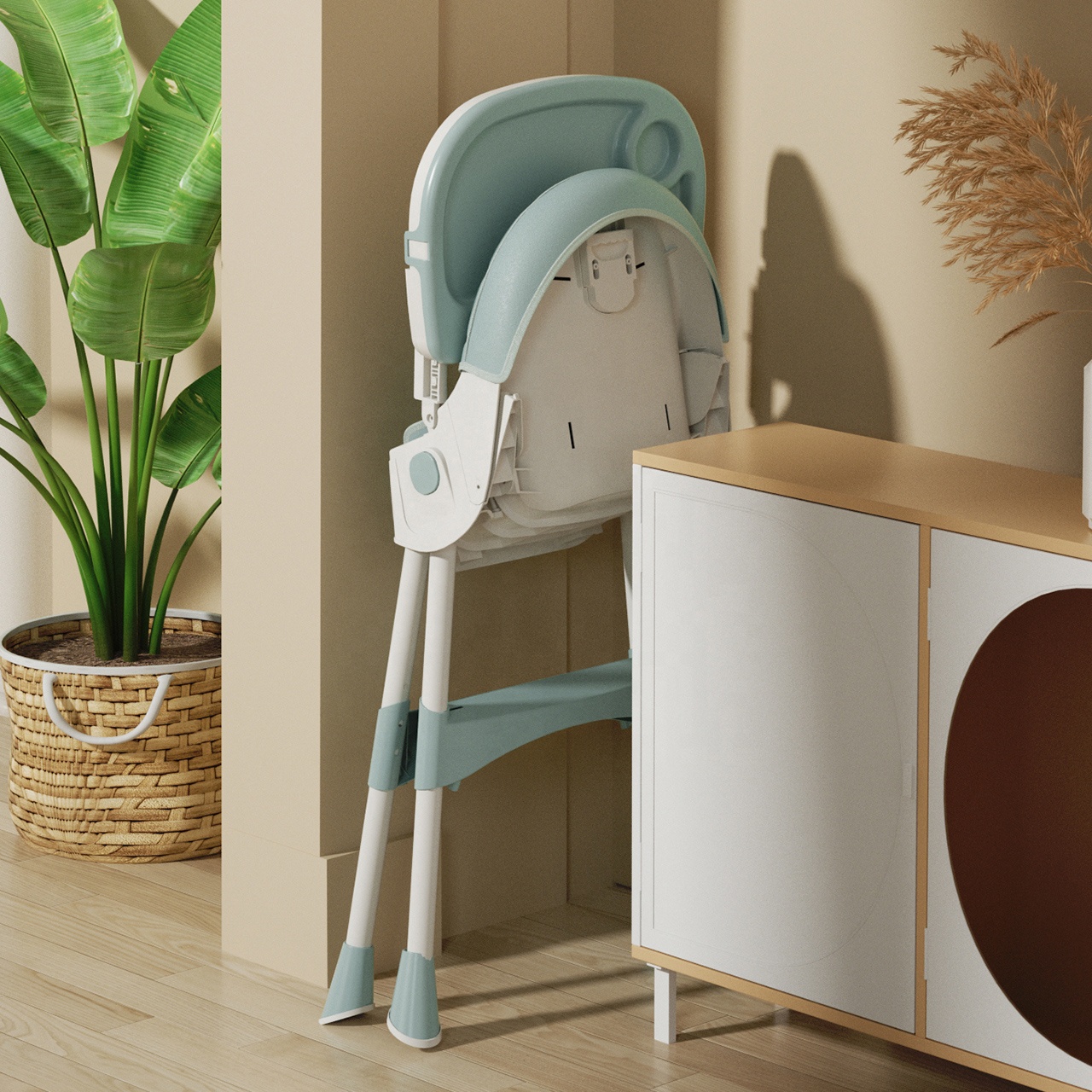 3-in-1 Baby High Chair for Kids – Foldable, Height Adjustable Toddler Feeding Chair with Removable Tray, Comfortable Seat and Sturdy Plastic Design for Safe, Easy and Convenient Mealtimes