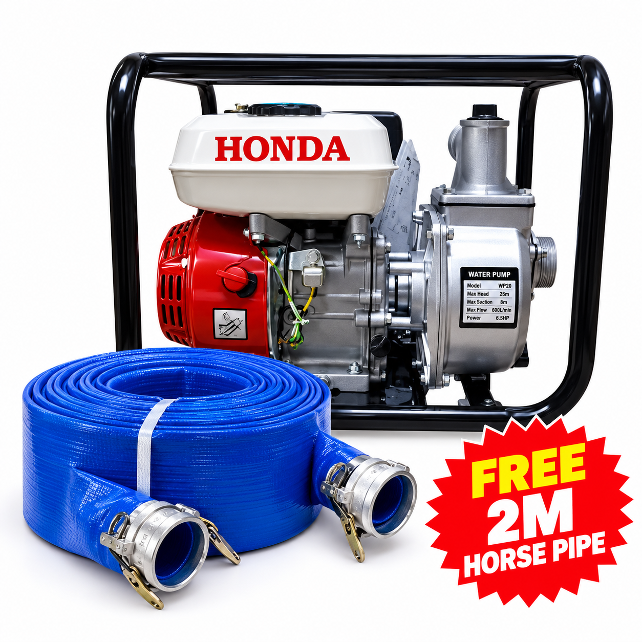 Honda 2 INCHES PETROL ENGINE WATER PUMP + FREE 2-METRE CANVA HOSE PIPE