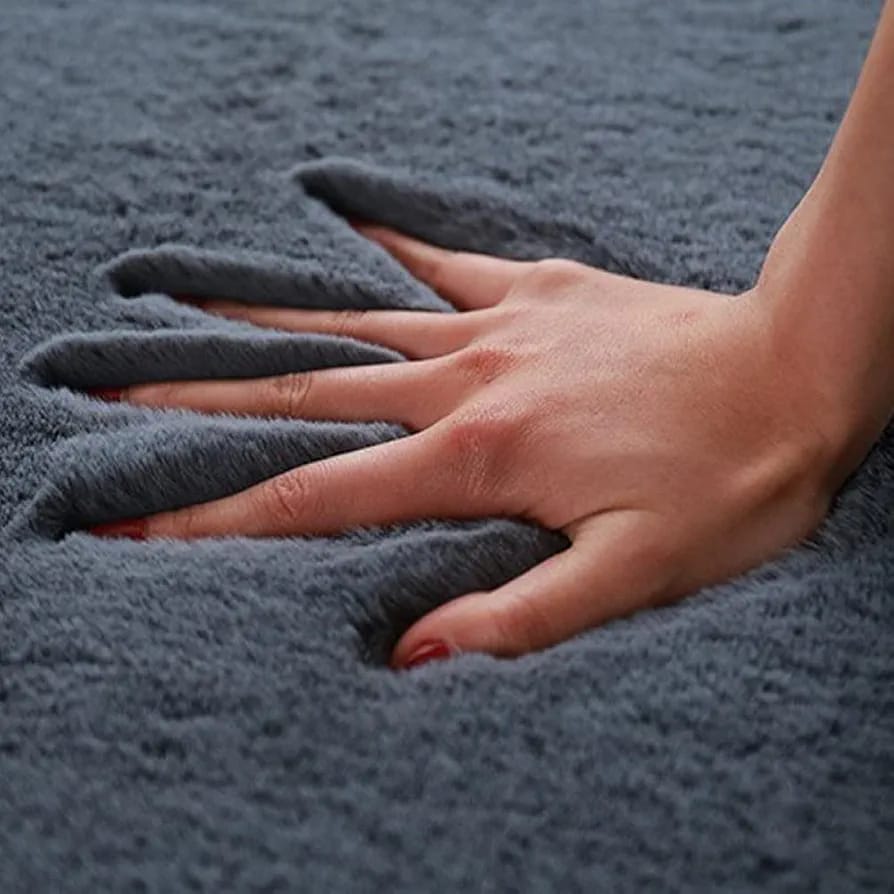 Modern Luxury Nordic Rabbit Fur Carpet 6×7 Feet, Super Soft Fluffy Shaggy Area Rug for Bedroom Living Room