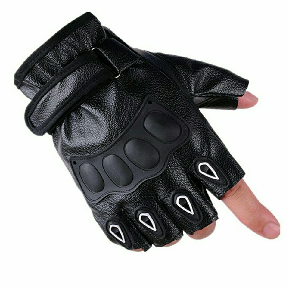 Men's Spring and Autumn Lightweight Cycling Gloves with Anti-Slip Design, Fingerless Half-Length Leather Gloves for Sports, Fitness, Outdoor Activities, and Driving