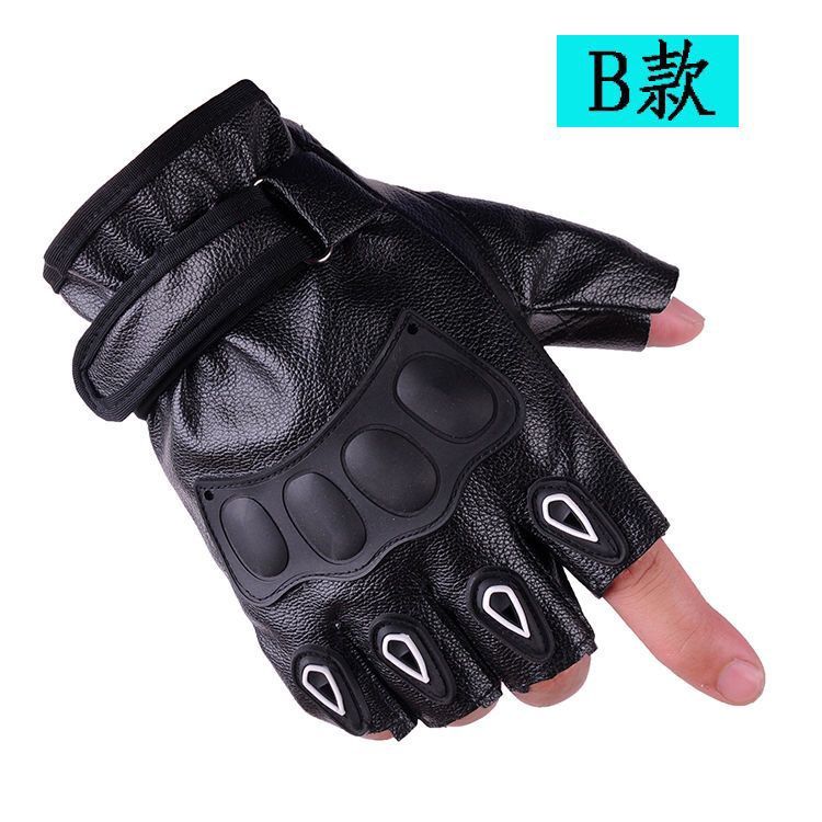 Men's Spring and Autumn Lightweight Cycling Gloves with Anti-Slip Design, Fingerless Half-Length Leather Gloves for Sports, Fitness, Outdoor Activities, and Driving