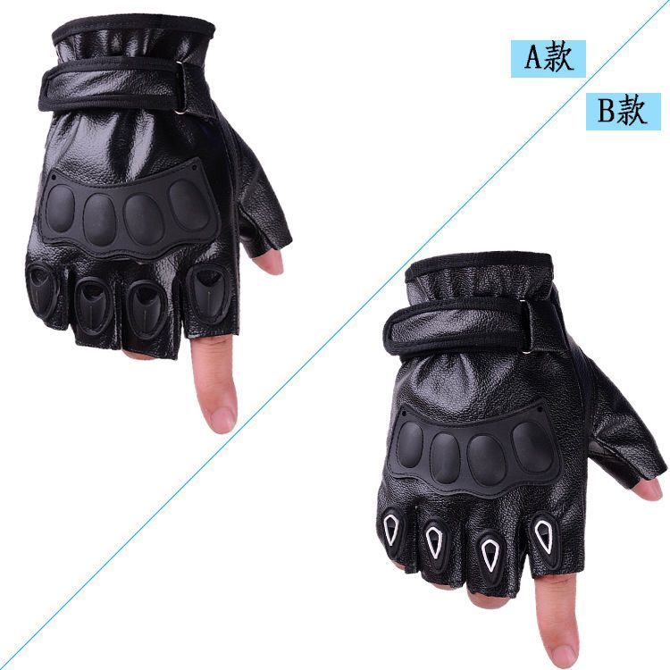 Men's Spring and Autumn Lightweight Cycling Gloves with Anti-Slip Design, Fingerless Half-Length Leather Gloves for Sports, Fitness, Outdoor Activities, and Driving