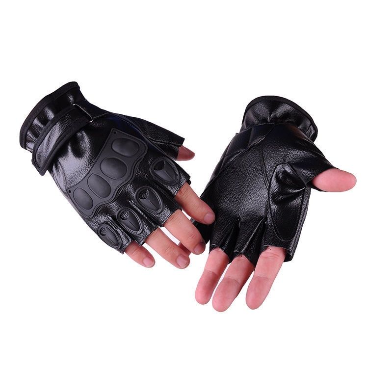 Men's Spring and Autumn Lightweight Cycling Gloves with Anti-Slip Design, Fingerless Half-Length Leather Gloves for Sports, Fitness, Outdoor Activities, and Driving