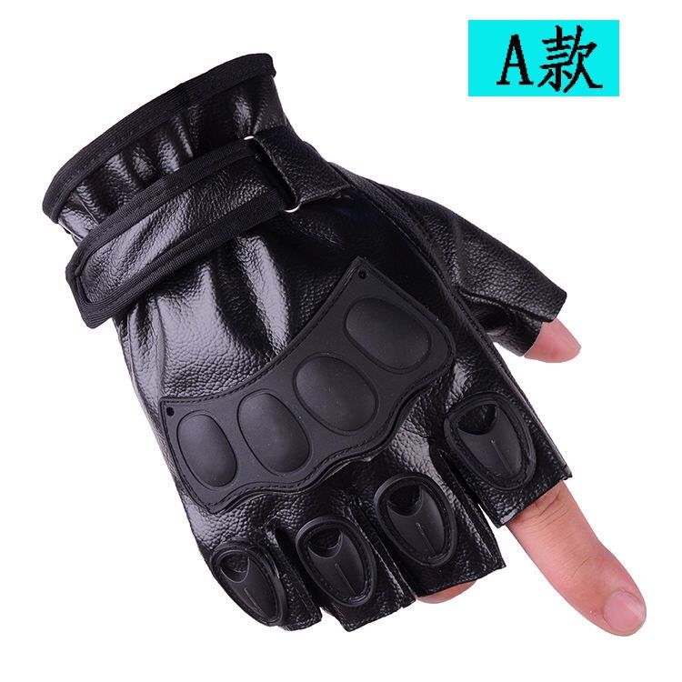 Men's Spring and Autumn Lightweight Cycling Gloves with Anti-Slip Design, Fingerless Half-Length Leather Gloves for Sports, Fitness, Outdoor Activities, and Driving