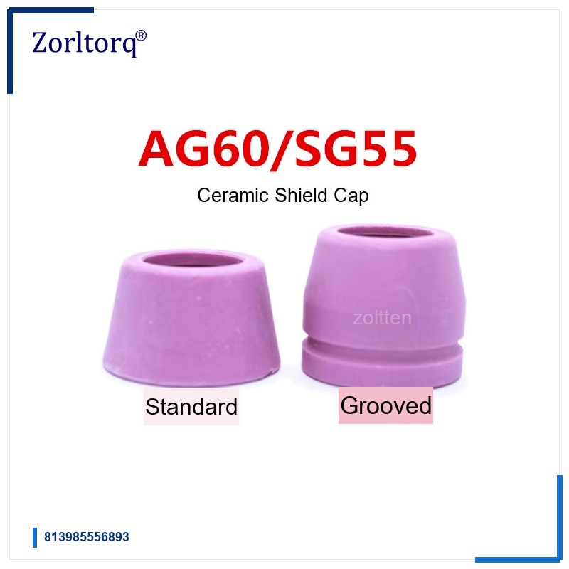 AG60/SG55 Pink Ceramic Shield Caps and Slotted Protective Nozzles for LGK-60 Plasma Cutting Torches